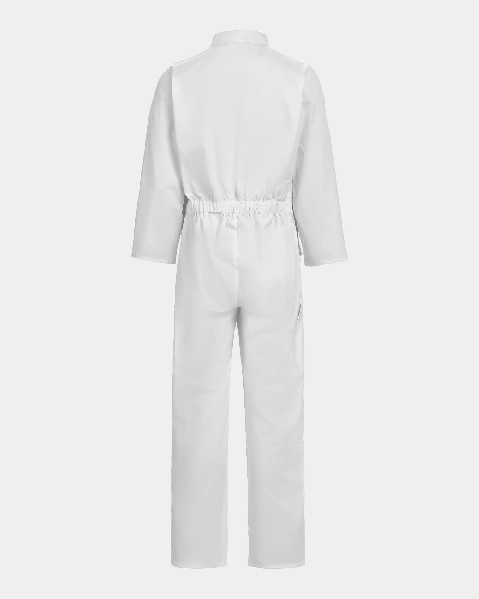 Vit studentoverall – baksida av overall för studentfirande