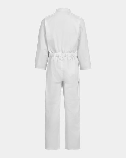 Vit studentoverall – baksida av overall för studentfirande